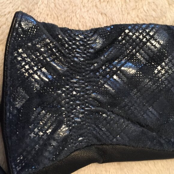 NEW Blue patterned leather gloves sz 7.5 - Picture 4 of 8